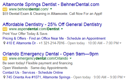 Screenshot of Adwords Ad Extension